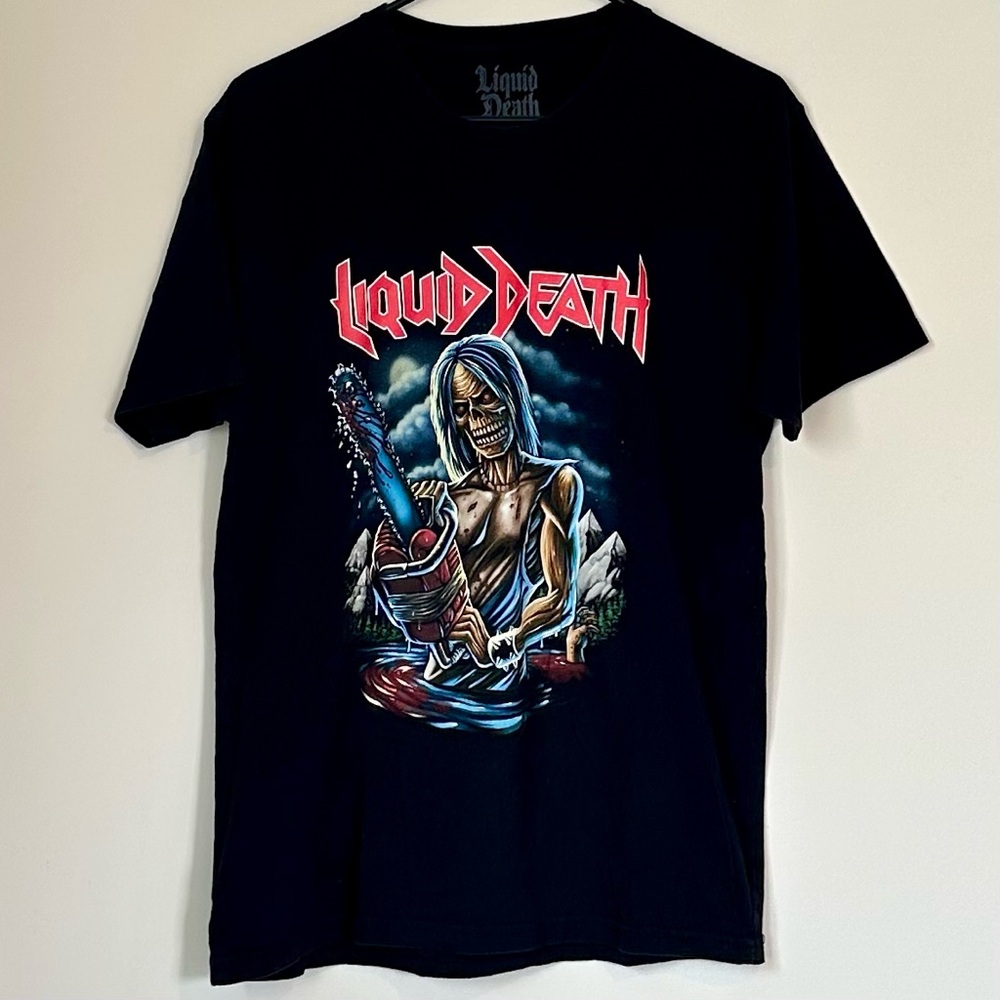 Liquid Death Black Graphic T-Shirt - Size: Large